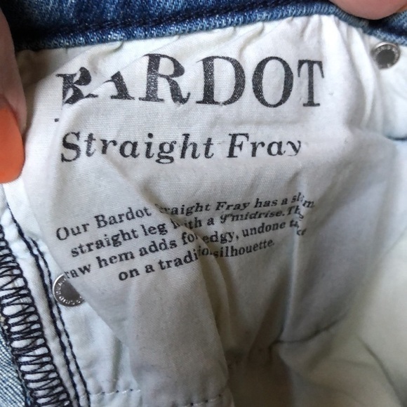 Black Orchid Bardot Straight Fray Jeans Silver Paint Embellished 24 - Picture 11 of 14